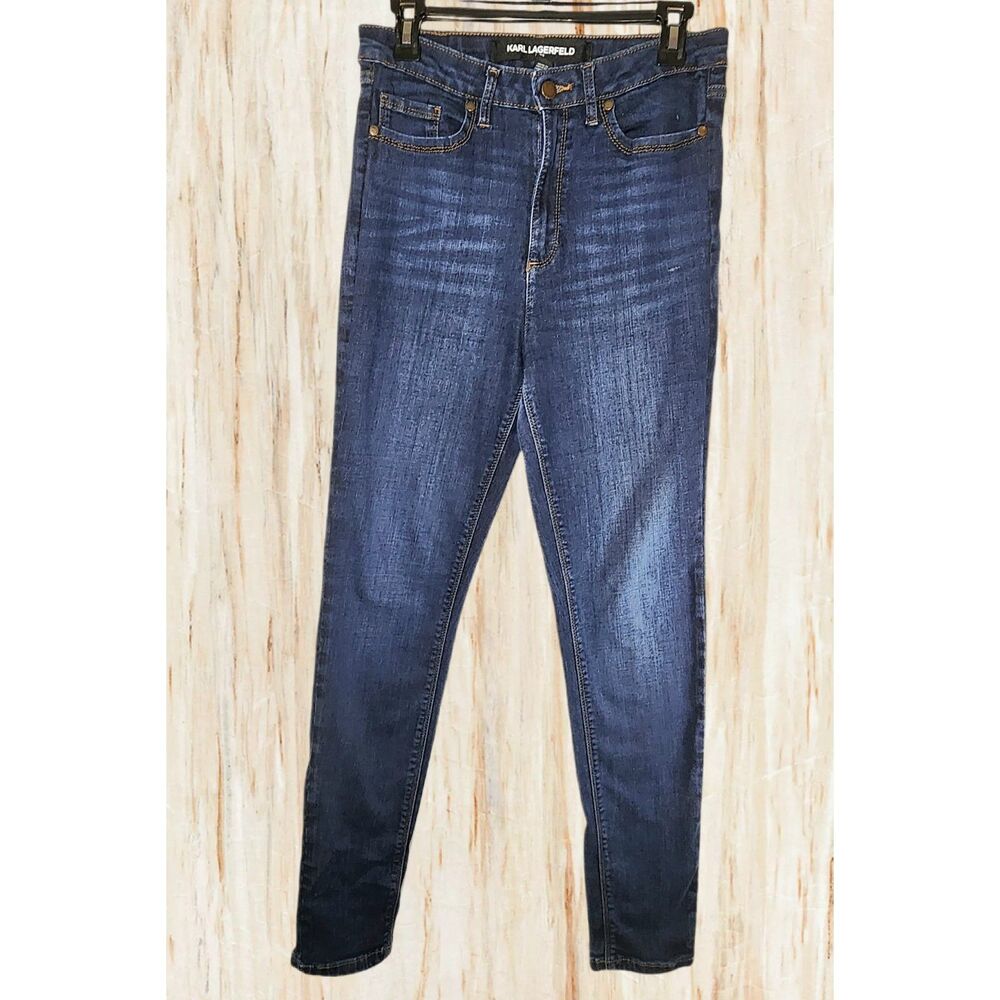 Karl Lagerfeld Paris Womens Jeans Size 10 High Rise Skinny Dark Wash Modern